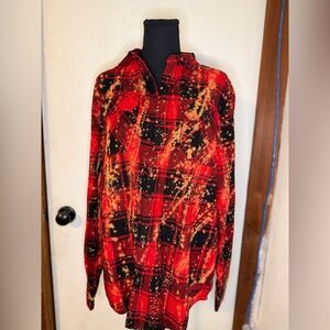 Red and Black Plaid Women's Top